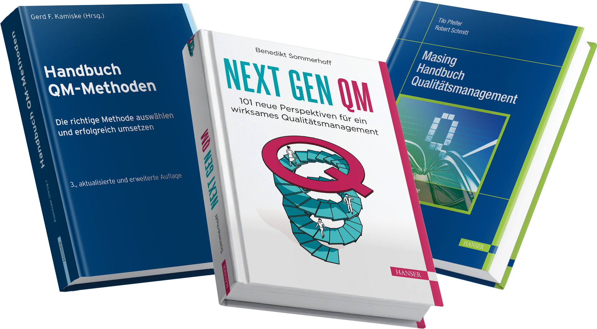 Covers of three technical books on plastics: 'Recycling of Plastics' edited by Norbert Niessner, 'Plastics Handbook' by Erwin Baur, Tim A. Osswald, and Natalie Rudolph, and 'PVC Additives' by Michael Schiller. All published by Hanser.